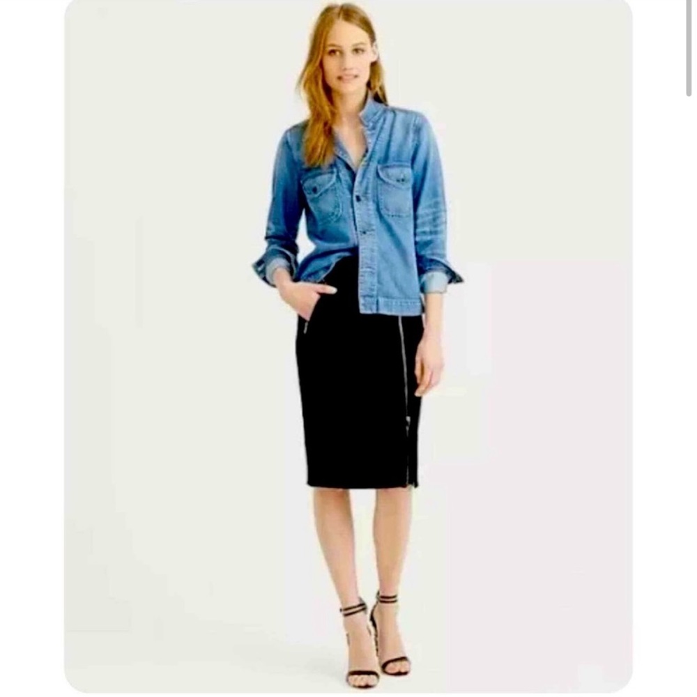 J.Crew Wool Black Zip Pencil Skirt